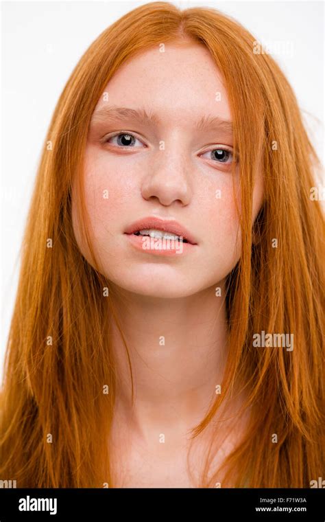 Closeup Portrait Of Sensual Tender Cute Beautiful Natural Young Redhead