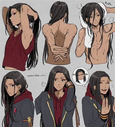 An Anime Character With Long Hair And No Shirt