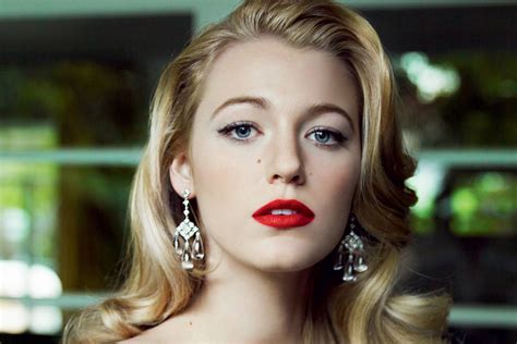 Download Cherry Red Lips Blake Lively Wallpaper