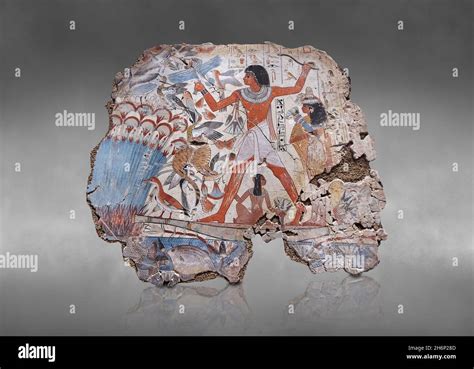 Ancient Egyptian Wall Art Tomb Painting Nebamun Hunting In The Marshes