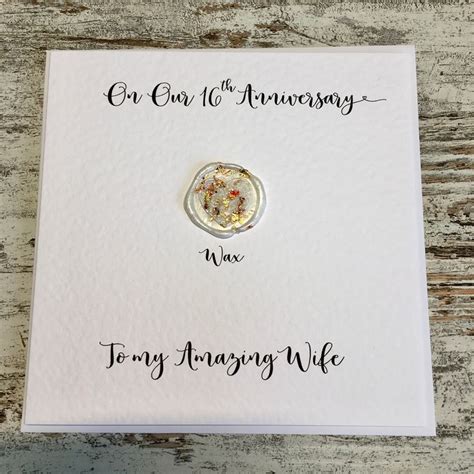 16th Wedding Anniversary Card Wax Sixteenth Anniversary Etsy Uk In