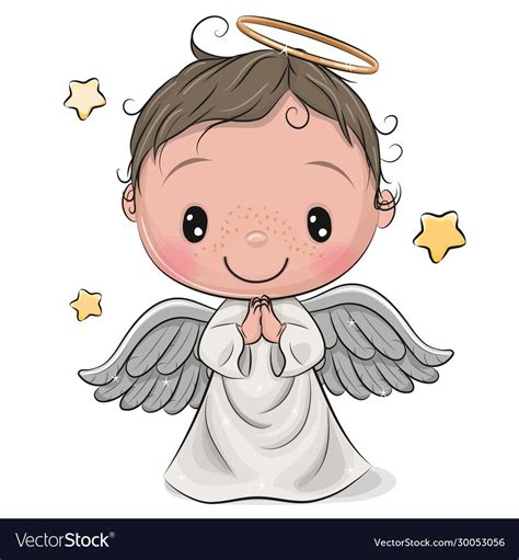 Cute Cartoon Christmas Angel Boy Isolated On White Background Download