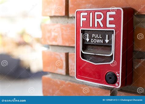 Fire Alarm Signal On Brick Wall Stock Image Image Of Drill Button