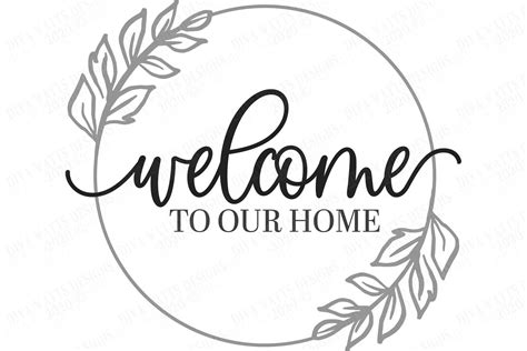 Welcome With Flower Clipart Cricut Silhouette Cut File Front Door Sign