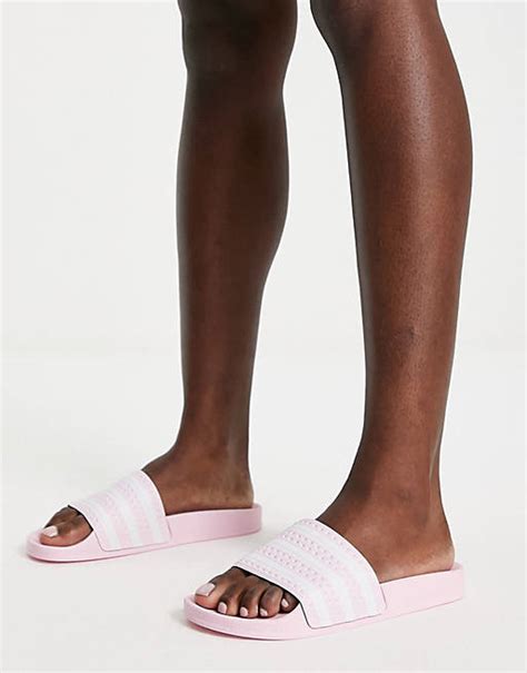 Adidas Originals Adilette Slides In Pink Asos