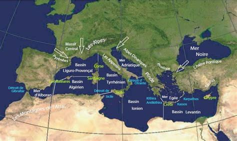1 Carte De La Mer Méditerranée Sur La Carte Sont Nommés Les