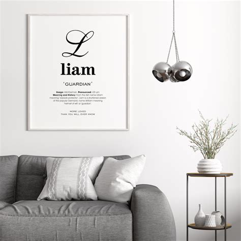 Liam Name Meaning Printable Name Art Modern Nursery Decor Etsy