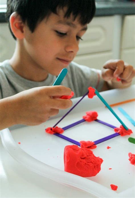Building 2d And 3d Shapes With Craft Sticks In The Playroom Preschool