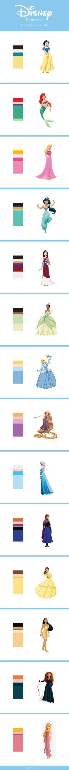 Minimalist Disney Princesses Color Palettes By Aliaa El Kalyoubi Princess Art Viaje A