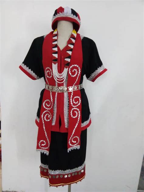 Bidayuh Costume Full Set Of 7 With Real Coin And Bell Sarawak Craft