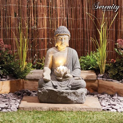 Serenity Buddha Garden Water Feature Fountain Led Self Contained 56cm