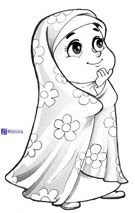 نقاشی حجاب برای رنگ آمیزی نقاشی دختر با حجاب آسان