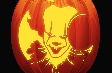 Scary Clown Pumpkin Carving Patterns Painting In Direct Sunlight
