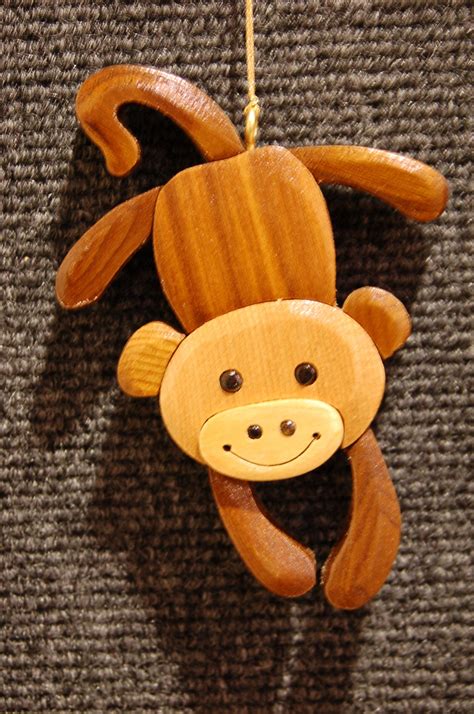 Monkey Christmas Ornament Wood Carving A Cute And Original Etsy