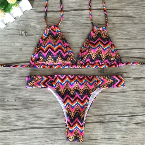 Cheap Bikini 2017 Femal Thong Bottoms Bathing Suit Geometric Swimsuit Low Waist Swimwear Sexy