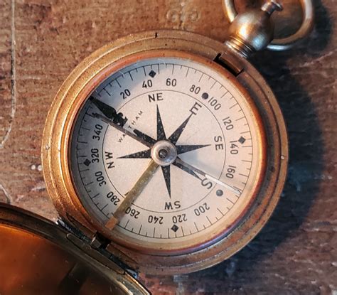 Us Military Brass Pocket Compass By Waltham Skipjack Nautical Wares