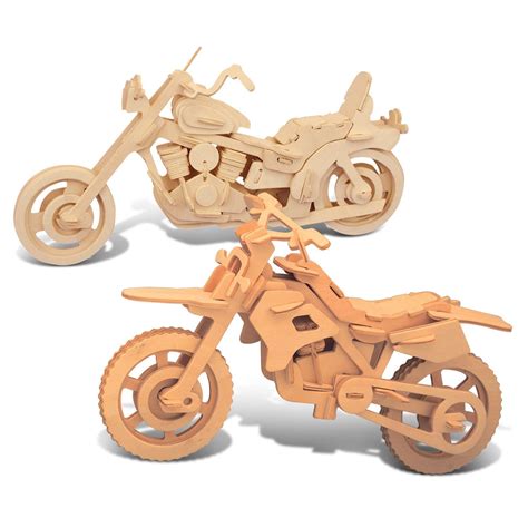Puzzled Dirt Bike And Motorcycle Wooden 3d Puzzle Construction Kit