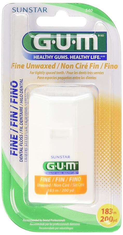 Gum Fine Unwaxed Dental Floss 200 Yards With Dispenser