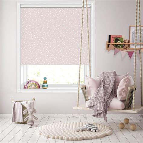 Celestial Dream Blush Pink Stars Patterned Blackout Roller Blinds