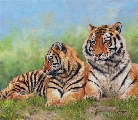 Tigers Painting By David Stribbling Fine Art America