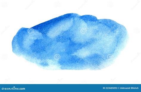 Blue Splash Watercolor Cloud Backgrund Isolated On White Stock Image