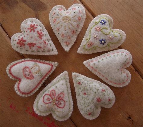 Hearts Felt Crafts Fabric Hearts Embroidery Hearts