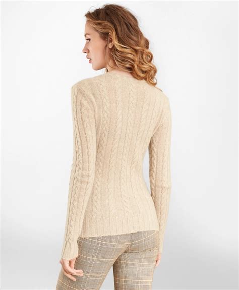 Cable Knit Cashmere V Neck Sweater Brooks Brothers
