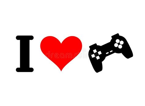 I Love Games Heart And Gamepad Logo For Players In Console Stock