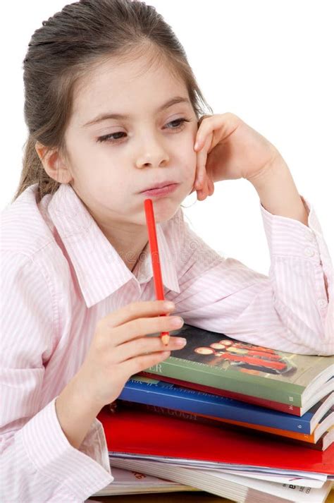 Cute Girl Bored Homework Stock Image Image Of People 12469475