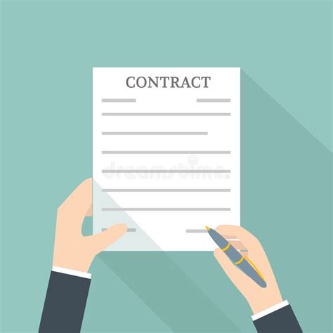Hand Signing Contract Vector Illustration Stock Vector Illustration