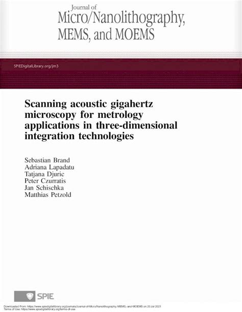 Pdf Scanning Acoustic Gigahertz Microscopy For Metrology