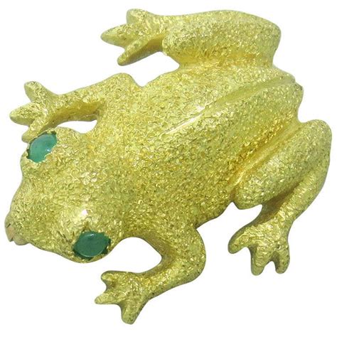 Tiffany And Co Emerald Gold Frog Brooch Pin At 1stdibs
