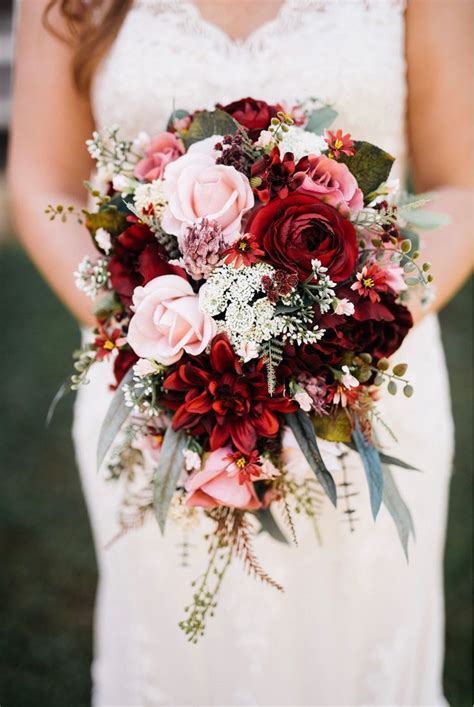 Sarah's bouquet burgundy and peach ranunculas. Burgundy and pink bridal bouquet made with silk flowers ...
