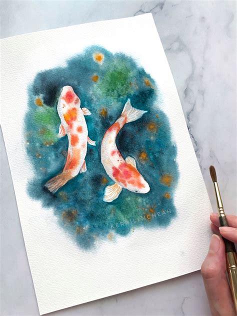 Koi Fish Watercolor Tutorial In 2021 Watercolor Fish Fish Painting