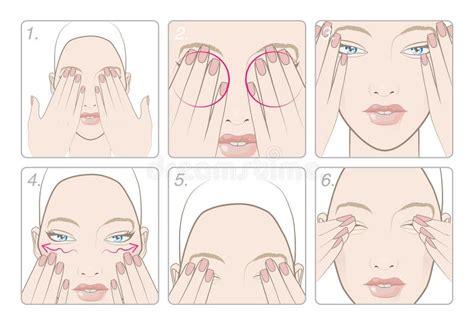 Eye Massage Step By Step Visual Explanation Stock Vector