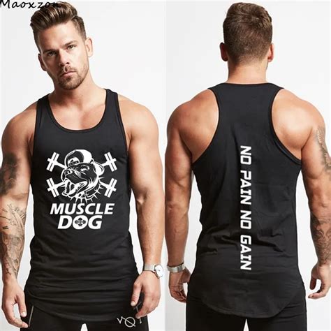 Maoxzon Mens Print Cotton Summer Bodybuilding Fitness Tank Tops For Men