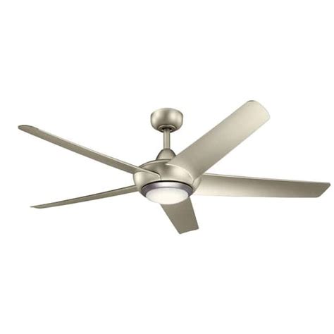 Kichler Kapono 52 In Integrated Led Indoor Brushed Nickel Downrod Mount Ceiling Fan With Light