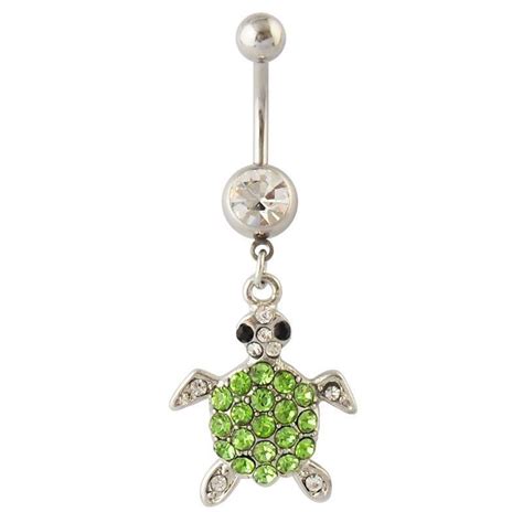 Cz Green Turtle Belly Button Navel Ring Belly Button Rings Belly