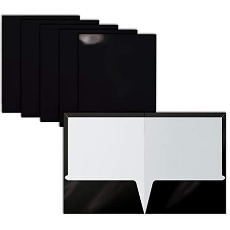 2 Pocket Glossy Laminated Black Paper Folders Letter Size Black Paper