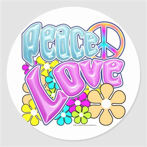 Peace And Love Classic Round Sticker Peace And Love