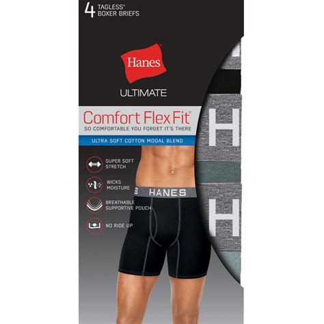 hanes men s ultimate comfort flex fit ultra soft boxer briefs 4 pack bob s stores