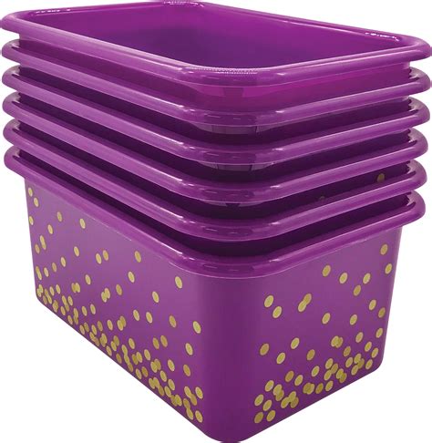 Purple Confetti Small Plastic Storage Bins 6-Pack - TCR32239 | Teacher Created Resources