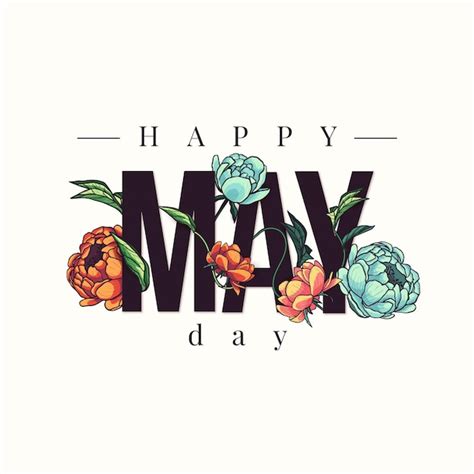 Free Vector Happy May Day Background With Hand Drawn Flowers