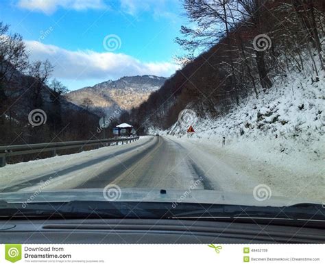 Driving In Winter Conditions Stock Image Image Of Background Alps