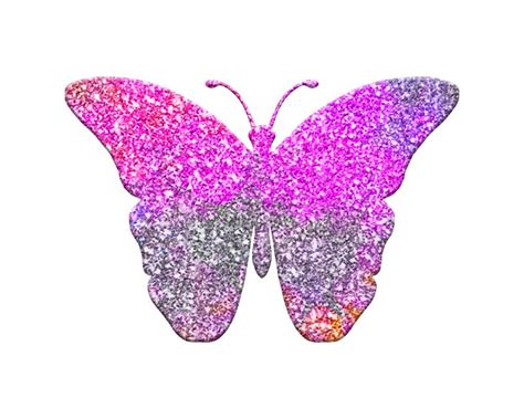 Isolated Butterfly Composed Of Purple Glitter On White Background Stock