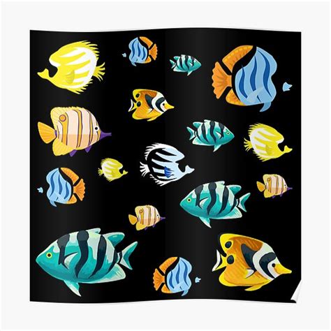 Tropical Fish Pattern Tropical Marine Fish Pattern Poster For Sale