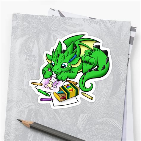 Dragon Coloring Stickers By Rebecca Golins Redbubble