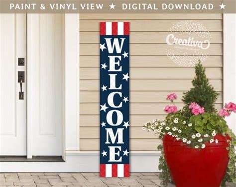 4th of July Porch Sign SVG DXF PNG Tall Vertical Rustic | Etsy | 4th of