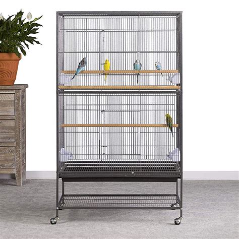 Bird Cage With Stand Parrot Aviary Pet Carrier Budgie Perch Castor