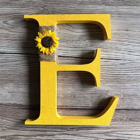 Decorated Sunflower Themed Freestanding Wooden Letter Etsy Uk